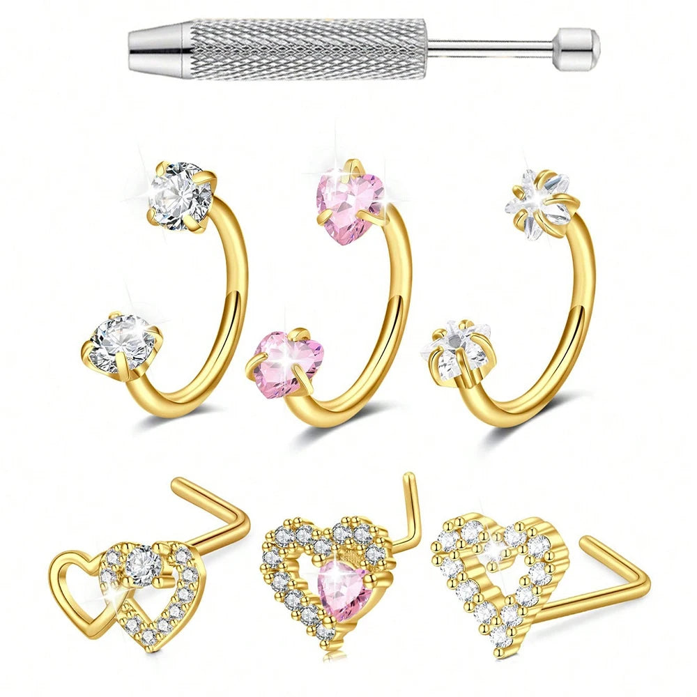 Heart Horseshoe Nose Ring