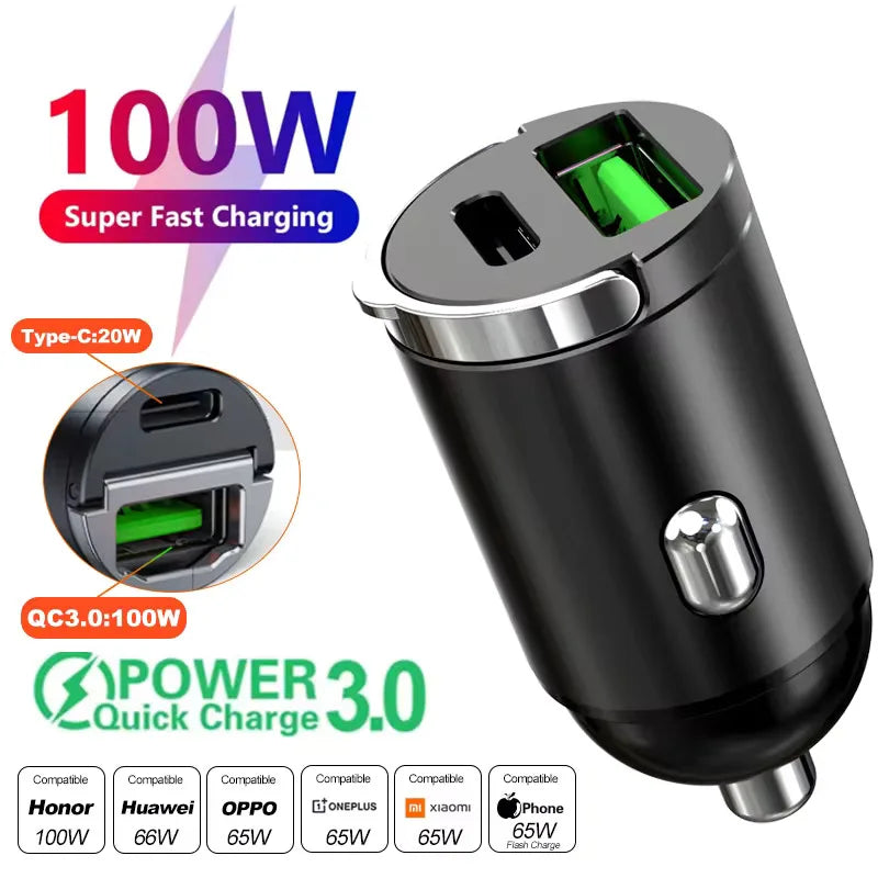 Mini Car Charger 12-24V Lighter Fast Charging Car