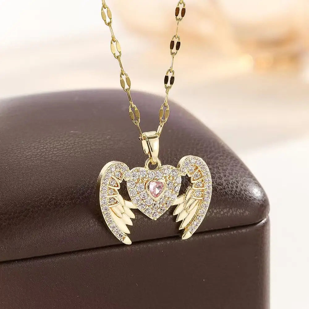 Angel Wing Heart Necklaces