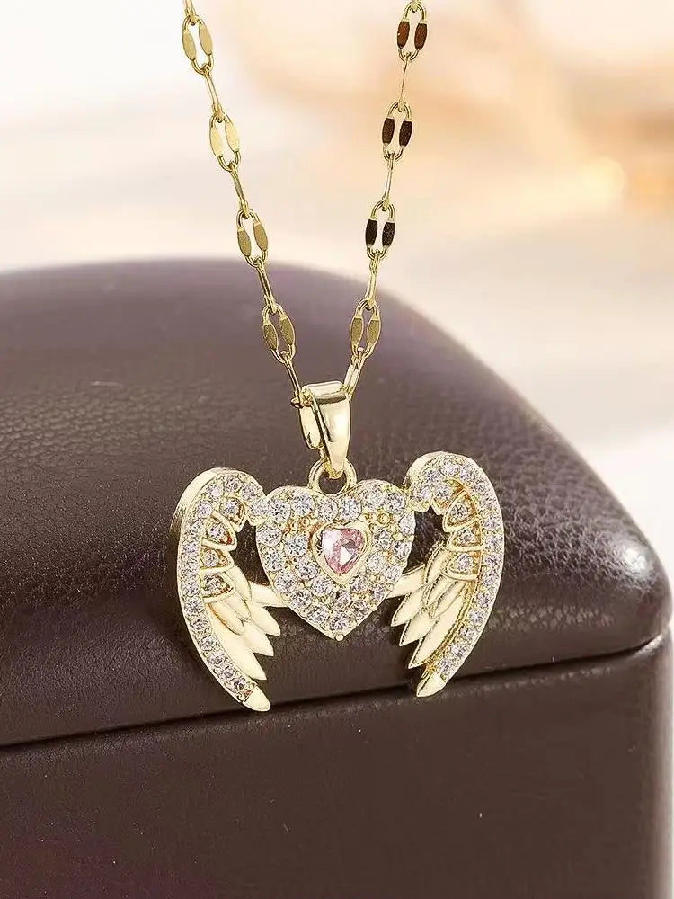 Angel Wing Heart Necklaces