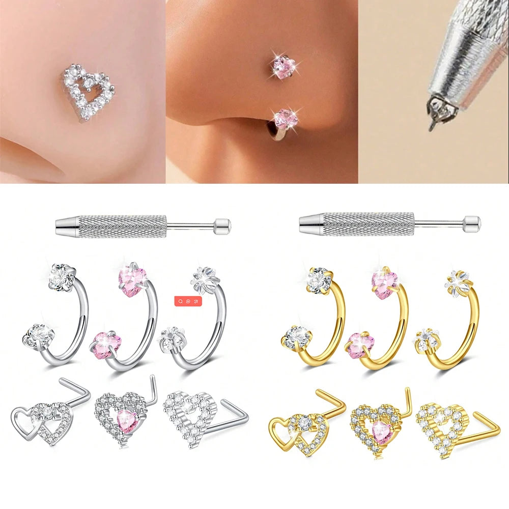 Heart Horseshoe Nose Ring